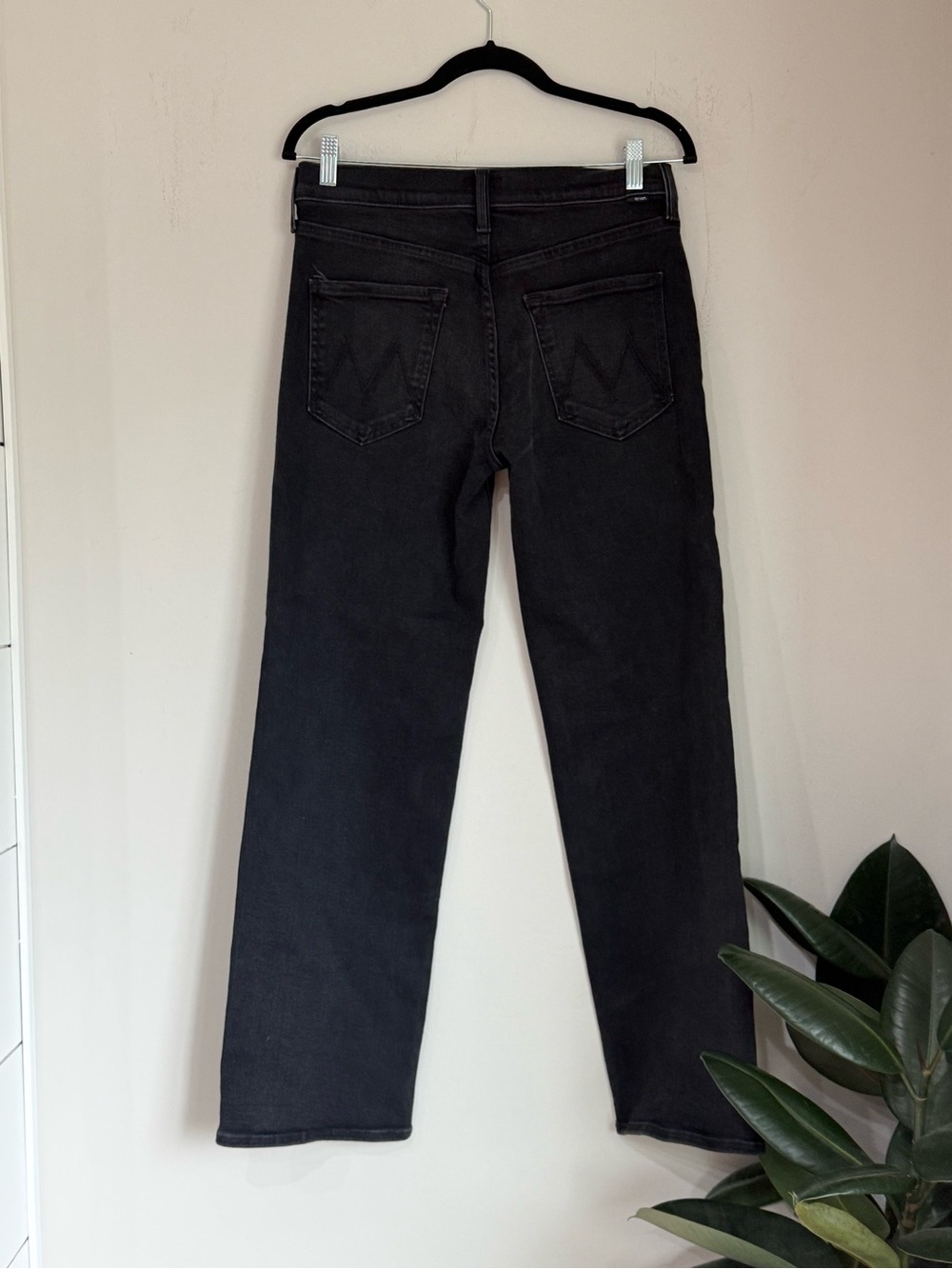 MOTHER The Mid Rise Rambler Zip Flood Jeans Black Size 29 Wide Leg - Picture 5 of 8